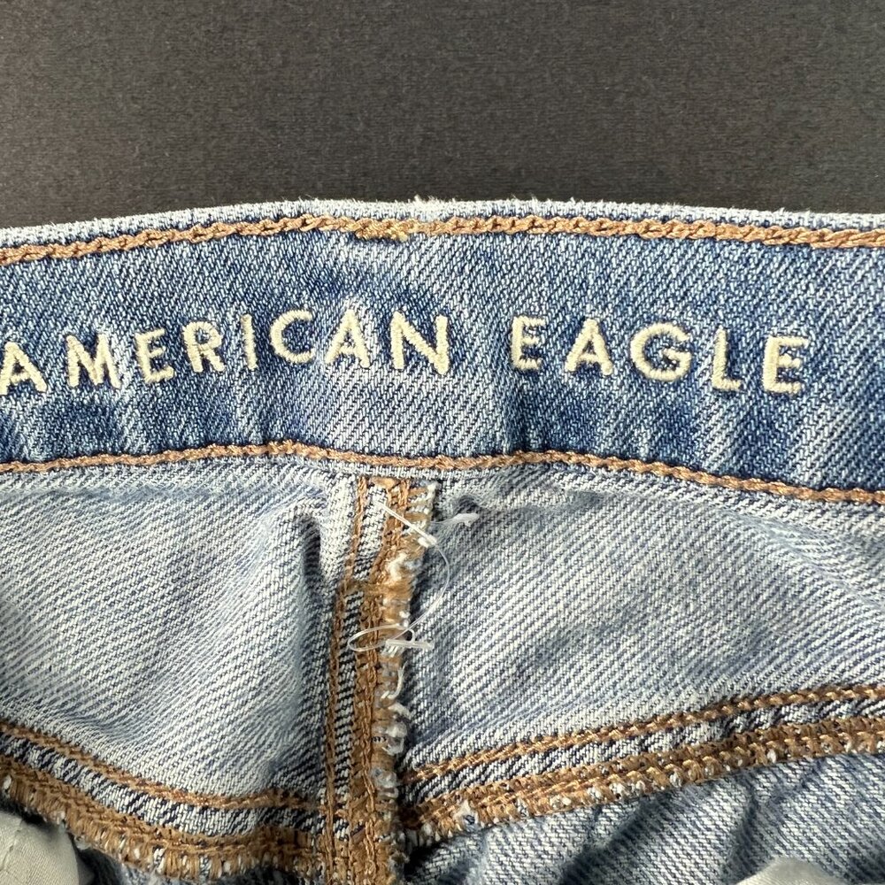 American Eagle Jean Women 27x28* Highest Rise 90s Flare Blue Cotton Denim Tag 6R - Picture 7 of 16